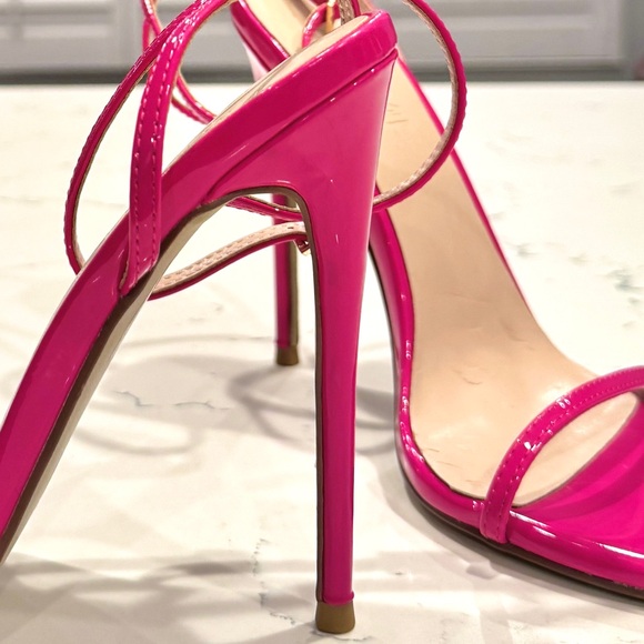 Femme Los Angeles Women’s Shiny Pink Stiletto Ankle Strap Sandals Size 7 NWOT - Picture 7 of 14